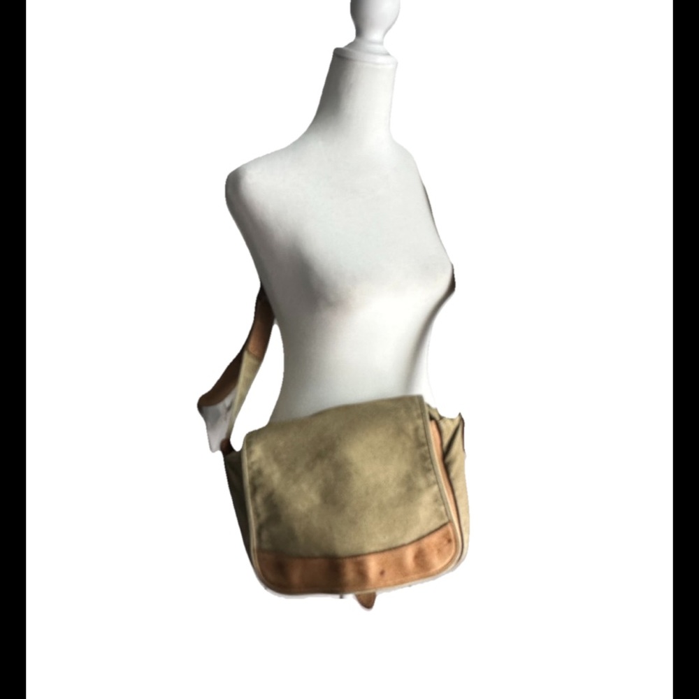 LL BEAN Vintage 90’s Canvas Leather Trim Crossbody Bag - Picture 3 of 14